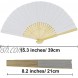 MDDRUIQI Set of 12 Paper Fans White Hand Folding Fans Wedding Fans for Guests Party Favors with Gift Decor Oriental Crafts