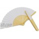 MDDRUIQI Set of 12 Paper Fans White Hand Folding Fans Wedding Fans for Guests Party Favors with Gift Decor Oriental Crafts