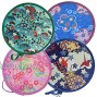MXY Foldable Fan Round Japanese Style Summer Handheld Folding Fans Festival Wedding Party Decor Home Personal Decoration 4 Units Different Beautiful Patterns
