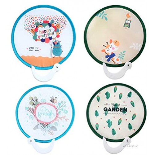 NUOBESTY Foldable Fan Japanese Style Handheld Round Folding Fan Great for Wedding Birthdays Decoration,4pcs