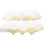 OHOM 10 Pcs White Hand Folding Fan Bamboo Frames for Home Decoration Handheld Folded Dance Fans for DIY Decoration Wedding Party Props