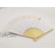OHOME White Folding Fans 8Pack Bamboo Wooden Hand Fan for Women Girls Paper Handheld Fan for Dancing DIY Picnic Wedding Party Gift Home Decorations