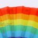 OIIKI Large Rainbow Folding Hand Rave Fan for Women Men Chinease Japanese-Bamboo & Nylon-Cloth
