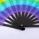 OIIKI Large Rainbow Folding Hand Rave Fan for Women Men Chinease Japanese-Bamboo & Nylon-Cloth