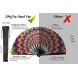 OMyTea Bamboo Large Rave Folding Hand Fan for Men Women Chinese Japanese Handheld Fan with Fabric Case for Electronic Dance Music Festival Party Performance Decorations Gift Trippy
