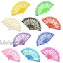 OMyTea Rose Lace Folding Hand Held Fans Bulk for Women Spanish Chinese Japanese Vintage Retro Fabric Fans for Wedding Church Party Gifts Mixed Colors 10pcs