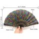 OMyTeaPeacock Folding Hand Held Fans Bulk for Women Spanish Chinese Japanese Vintage Retro Fabric Fans for Wedding Church Party Gifts Mixed Colors 10pcs