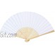 Present Avenue White Bamboo Handheld Folding Fan Paper Folded Fan Wedding Party Home Decoration Church Wedding Gift Party Favors 10