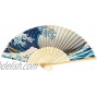 QIELIZI Personal Handheld 8.2721cm Folding Fan,Chinese Japanese Vintage Retro Style Hand Fan- for Performance Wall Decorations Dancing Festival GiftHuge Wave