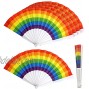 Riccioofy 6 Pack Rainbow Folding Fans Colorful Hand Held Fan Pride Fans for Women Men Music Festival,Club,Party,Stage Performance,Gift and Home Decorations