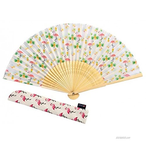 Salutto Hand Fan Flamingo Tropical Summer Palm Leaf Pineapple Handheld Fan With Fan Cover