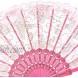 Sepwedd 30pcs Rose Lace Floral Folding Hand Fans Chinese Retro Folding Fan Bridal Dancing Props Church Wedding Gift Party Favors with Gift Bags（Pink）