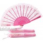 Sepwedd 30pcs Rose Lace Floral Folding Hand Fans Chinese Retro Folding Fan Bridal Dancing Props Church Wedding Gift Party Favors with Gift Bags（Pink）