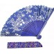 Silk Hand Fans with Silk Covering Curved Frame with Tassel Folding Fans for Women Girls Bamboo Frame with Silk Case Craft Fan Japanese Chinese Style Gift Fan Flower Pattern Blue