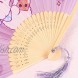 Summer Folding Fan Cute Fan-Shaped Fabric Chinese Style Bamboo Folding Hand Fan with Cute Patterns Fringe Folding Fan for Wedding Dancing Party Blue