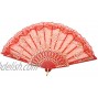 Trendbox Elegant Vintage Retro Flower Rose Lace Handheld Chinese Folding Fan for Dancing Ball Parties Ladies Red