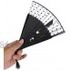 VORCOOL Summer Cat Bamboo Silk Handheld Folding Fan Personal Fan for Wedding Dancing Party DecorBlack