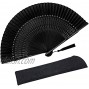 Zolee Folding Hand Fan for Women Foldable Chinese Japanese Vintage Fabric Fan for Hot Flash Dance Performance Decoration Party Gift Sexy Black