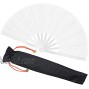 Zolee Large Rave Folding Hand Fan for Men Women Chinese Japanese Solid Kung Fu Tai Chi Handheld Fan with Fabric Case for EDM Music Festival Club Event Party Dance Performance Gift White