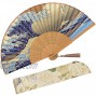 Zolee Small Folding Hand Fan for Women Chinese Japanese Vintage Bamboo Silk Fans for Dance Performance Decoration Wedding Party，Gift Kanagawa Sea Waves