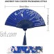 Zonon Handheld Floral Folding Fans Cherry Blossom Pattern Hand Held Fans Silk Bamboo Fans with Tassel Women's Hollowed Bamboo Hand Holding Fans for Women and Men 4 Pieces