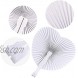 Zwin 48 Pcs Heart Shaped Paper Fans for Wedding Pocket Folding Paper Fans with Plastic Handle White Blank Fans for Guest Celebration Party Decoration
