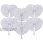 Zwin 48 Pcs Heart Shaped Paper Fans for Wedding Pocket Folding Paper Fans with Plastic Handle White Blank Fans for Guest Celebration Party Decoration