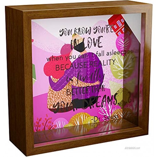 Anniversary Couple Gifts for Him and Her | 6x6x2 Romantic Memorabilia Shadow Box | Cute Love Gifts for Girlfriend and Boyfriend | Engagement Wooden Keepsake Gift | Wedding Gift for Bride and Groom