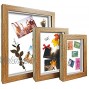 ArtbyHannah 3 Pack Multi Size 8x10 5x7 4x6 Inch Walnut Shadow Box Frames Display Case for Tabletop Free-Standing Memory Box for Memorabilia Photos Awards Medals,Depth：1Inch
