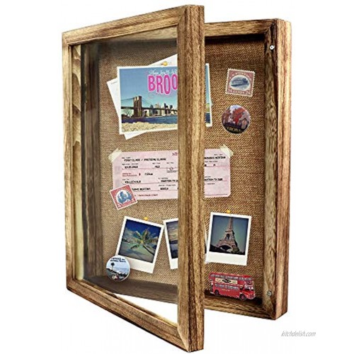 Aytai Shadow Box Display Case Large 11x14 Shadow Box Picture Frame with Linen Pin Board Memory Boxes for Keepsakes Baby Flowers Photos Memorabilia Medals Wedding Bouquet Wall Rustic Shadow Box Frame