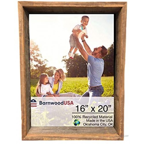 BarnwoodUSA | Rustic Farmhouse Collectible Shadow Box Picture Frame | Made of 100% Reclaimed and Recycled Wood | Shadow Box Style To Display Collectibles Photos Antiques | Made in USA | 16”x20”