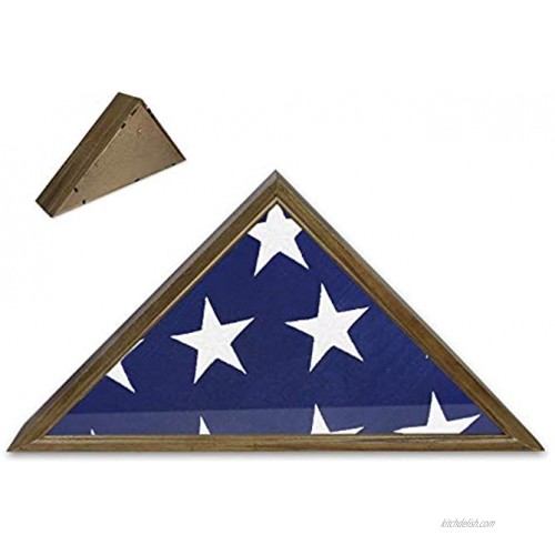 BHealthLife 5'x9.5' Flag Display Case Burial Funeral Military Flag Veteran Folded Flag Paulownia Wood Shadow Box Frame Holder