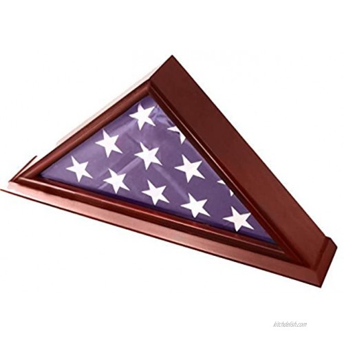 DECOMIL 5'x9' Flag Display Case for American Veteran Burial Flag Solid Wood Cherry Finish