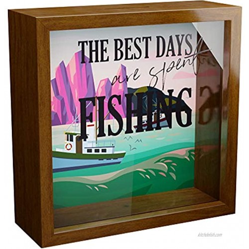 Fishing Gifts for Men | 6x6x2 Shadow Box Frame Glass Front | Ideal for Fishing Decor for Boys Room | Perfect Decor for Home | Fishing Bedroom Decor Wall Art | Personalized Fishing Pictures