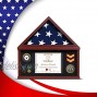 Flag Case for American Veteran Burial Flag Flag Display Case for Burial Flag Military Shadow Box 95% Clear with Felt Lining Holder for Medal Document fits Folded Funeral Flag 5 x 9.5 ft Mahogany Frame