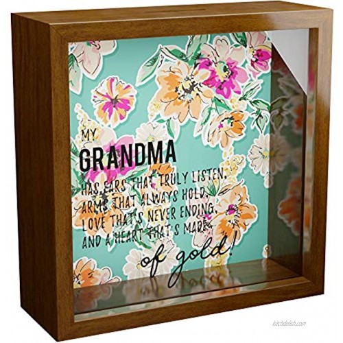 Grandma Gifts | 6x6x2 Wooden Shadow Box with Glass Front | Special Memory Frame Box | Memorabilia Gift for Grandmas | Special Keepsake for Nana from Grandchildren | Framed Decor for Grandmother