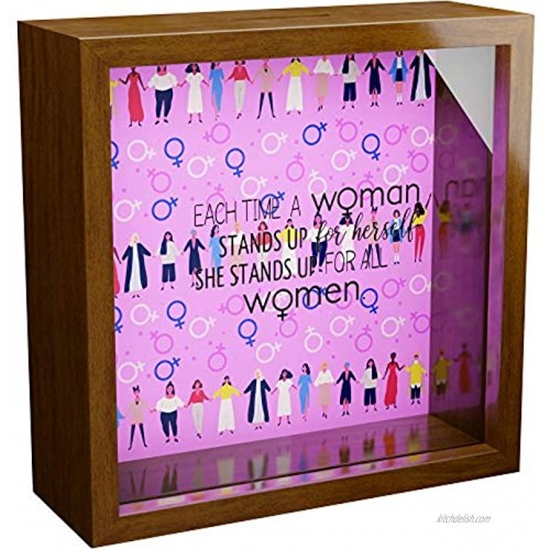 Made With Tone Feminist Gifts | 6x6x2 Memory Shadow Box | Feminism Wall Art Gift | Glass Fronted Keepsake Box | Framed Women Empowerment Gifts | Motivational Wooden Wall Decor for Home