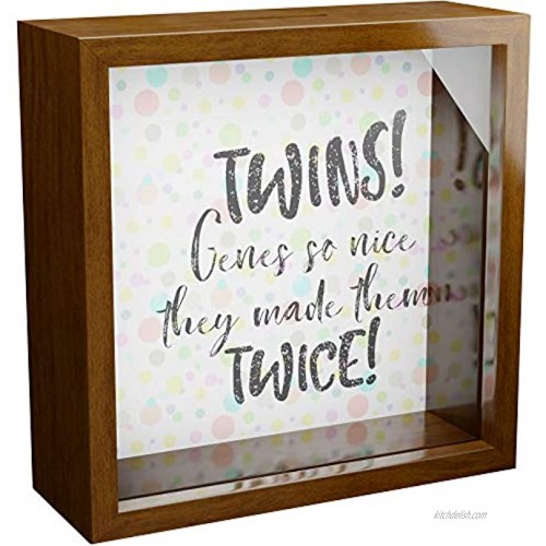 Made With Tone Gifts for Twins | Original 6x6x2 Unisex Memorabilia Shadow Box | Wooden Frame with Glass Front for Twin Siblings | Special Wall Decor Memory Box | Decorative Gift for Bedroom