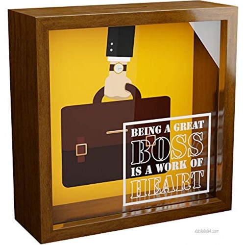 Manager Gifts | 6x6x2 Wooden Shadow Box Ideal for Male or Female Managers | Perfect Boss Lady Gift | Best Appreciation Presents for Boss Day | Funny Art Print for Supervisor | Unique Office Picture