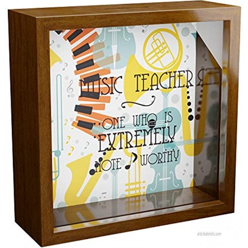 Music Teacher Gifts | 6x6x2 Wooden Shadow Box | Themed Memory Keepsake Frame | Appreciation Gift for Music Teacher | Wall Decor Frames for Musician | Music Lovers Decorations for Home & Classroom