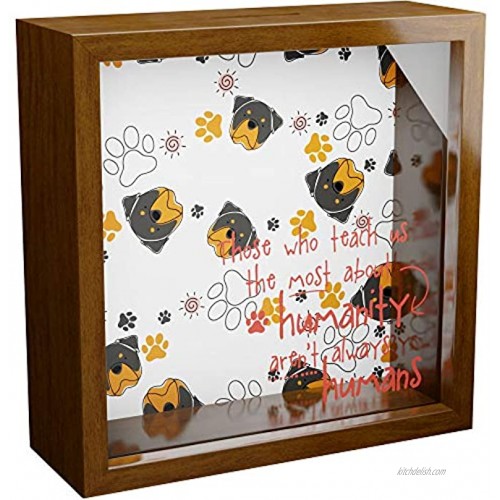 NA Rottweiler Wall Decor Gifts | 6x6x2 Glass Fronted Shadow Box | Wooden Memorabilia Picture Frame | Keepsake Display Case for Dog Lover | Rottweiler Themed Memory Box