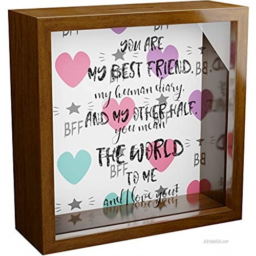 Sentimental Gifts for Friend | You are My Best Friend Wooden Keepsake Box 6x6x2 Inches | Friendship Memory Shadow Box for Girls | Bestie for Sister