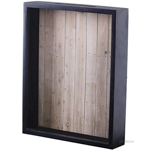 Shadow Box Display Case – Top Loading Black Wood Frame Showcase Bottle Caps Shells Ticket Stubs Airline Tickets and More