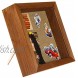 Shadow Box Picture Frame 8x8 Brown Wood Display Case with Linen Back for Memorabilia Pins Awards Medals Photos Back Easel Included