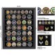 Verani Medals Display Case Wall Frame for Collector Military Challenge Coins Holder Pins Lockable Shadow Box with Removable Shelves Black