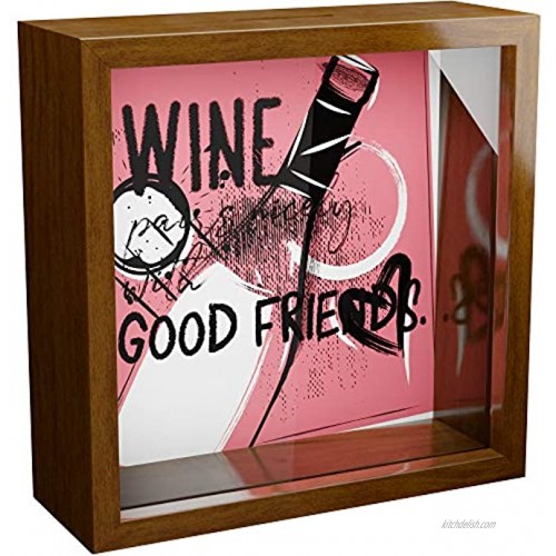 Wine Decor Gifts | 6x6x2 Memory Shadow Box | Themed Glass Fronted Keepsake Box | Unique Gift for Wine Lovers | Special for Wall or Tabletop Decor | Ideal for Men and Women