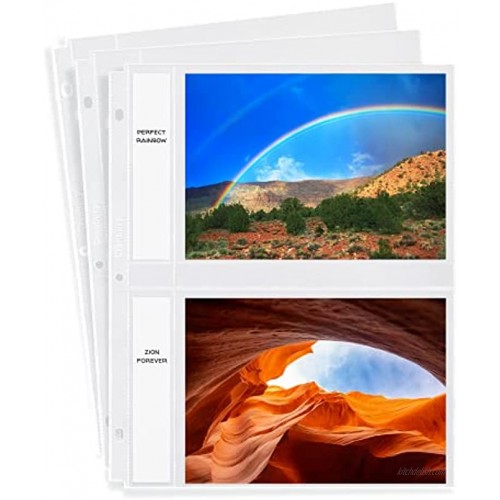 CRANBURY 5x7 Photo Refill Pages 5x7 24 Pack for 96 Pictures Includes Memo Cards 5x7 Sleeves Fit Standard 3-Ring Binders 2-Pocket Photo Page Holds Four 5 x 7 Pictures Archival Photo Sleeves