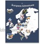 PHOTOMAPS.COM Europe Photo Map Travel Map Sticker Collage 30 x 24” Made in USA Dark Blue No Frame Hanger