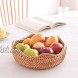 AMOLOLO Handmade Rattan Round Fruit Basket Food Storage Bowls Kitchen Organizer Snack Serving Bowl Medium 10.2