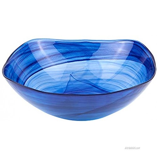 Badash Alabaster Square Glass Centerpiece Bowl 10 Handcrafted European Mouth-Blown Cobalt Blue Glass Pedestal Fruit or Accent Bowl